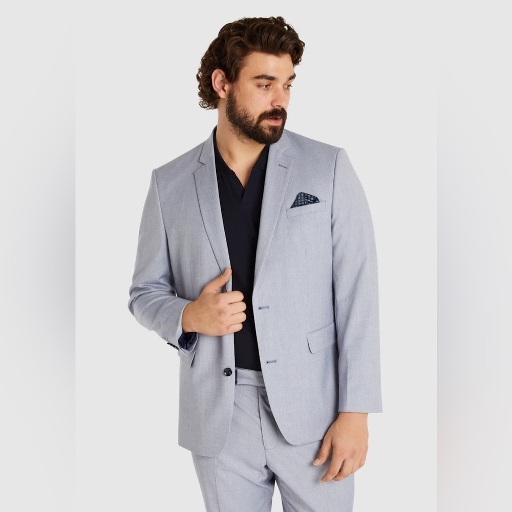 Johnny Bigg ICE BLUE HERSCHEL TEXTURED STRETCH SUIT JACKET 46R Regular NEW